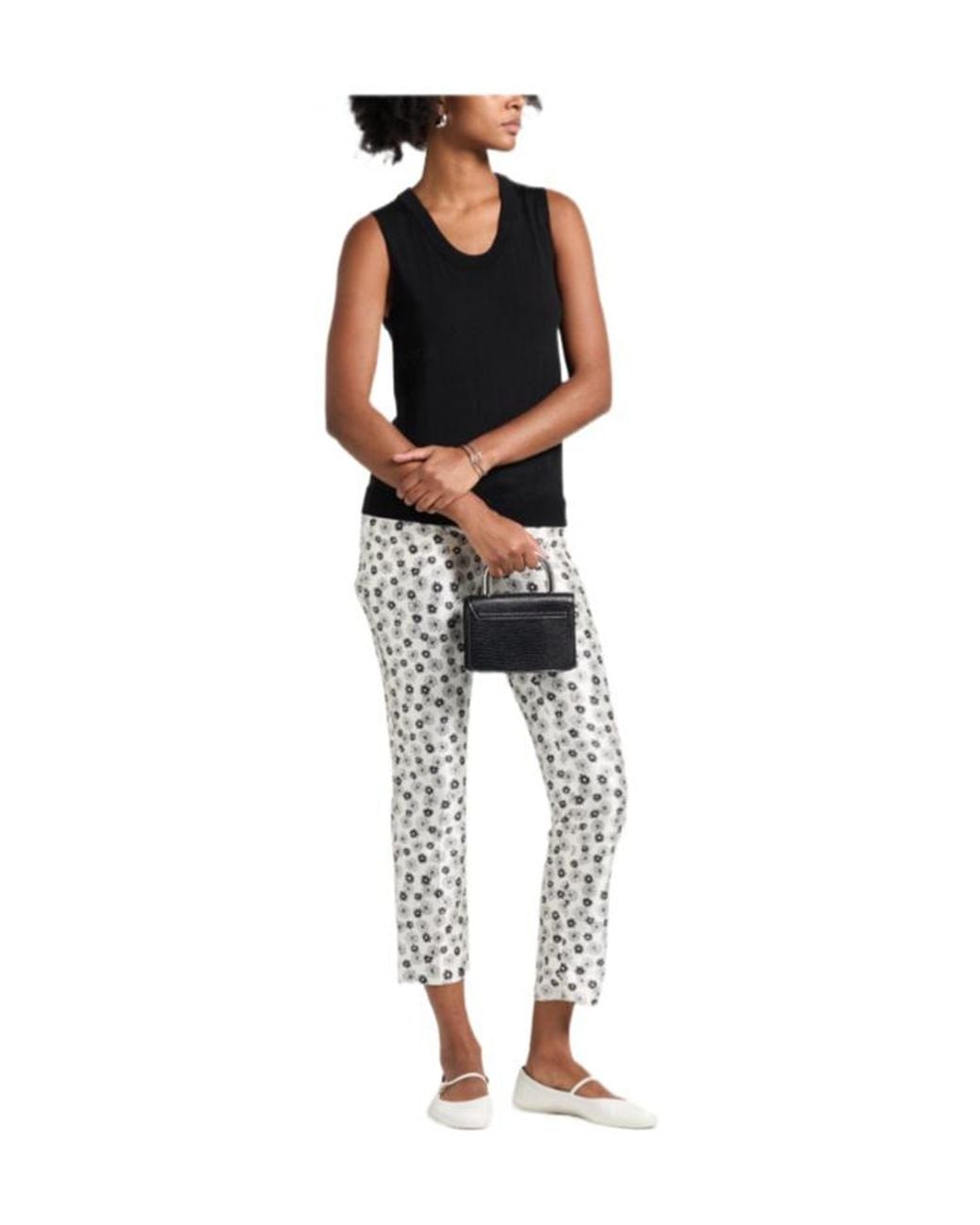 Dolce & Gabbana White Slimfit Floral Printed Tailored Trousers