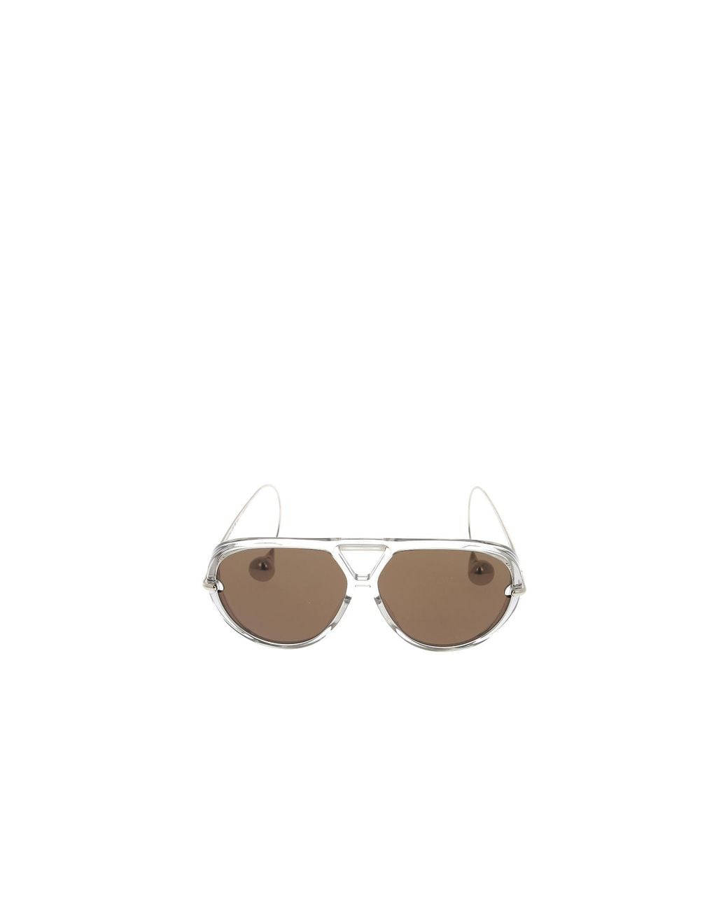 Bottega Veneta White Eyewear Drop Aviator Frame Sunglasses