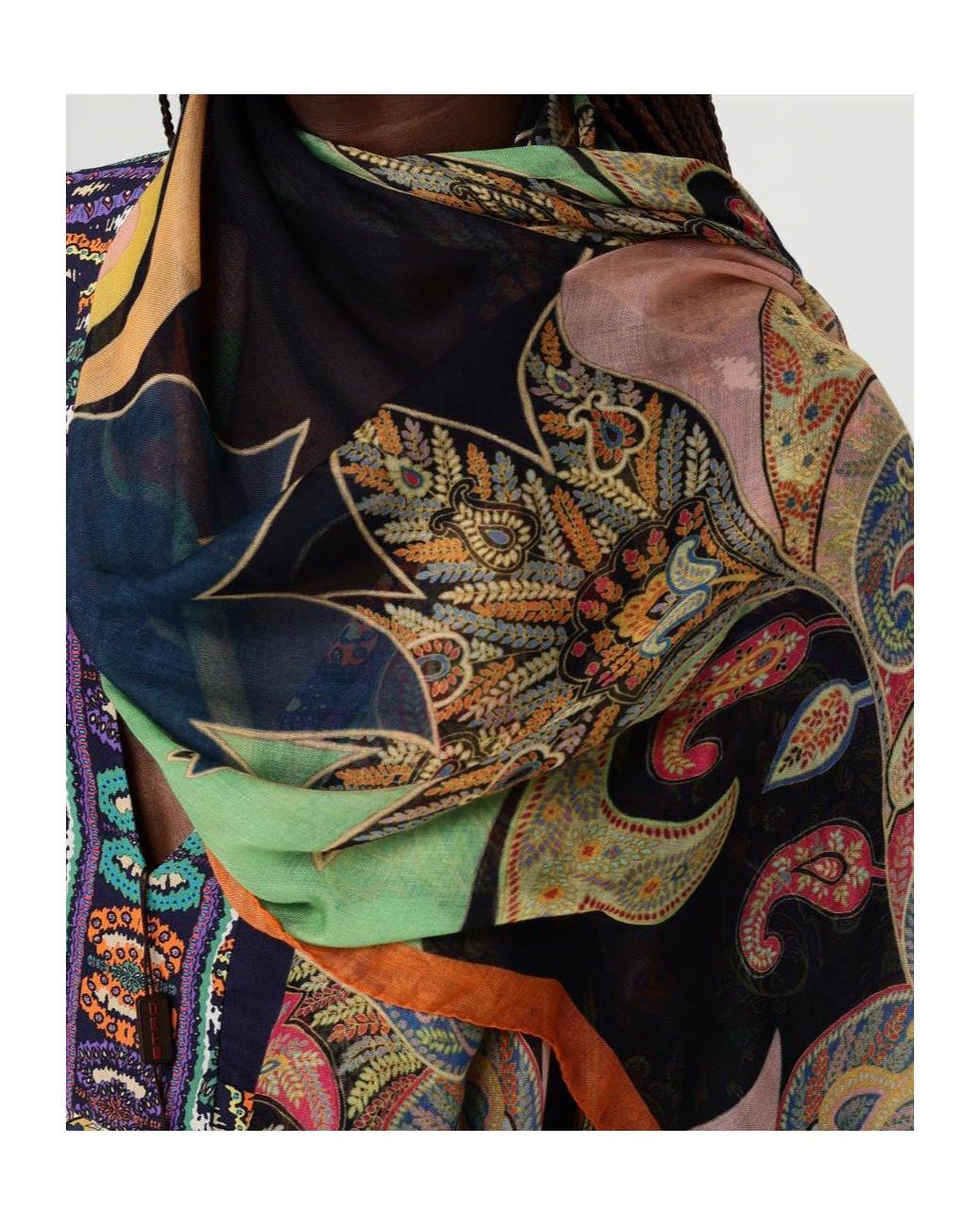 Etro Green Paisley-Print Scarf
