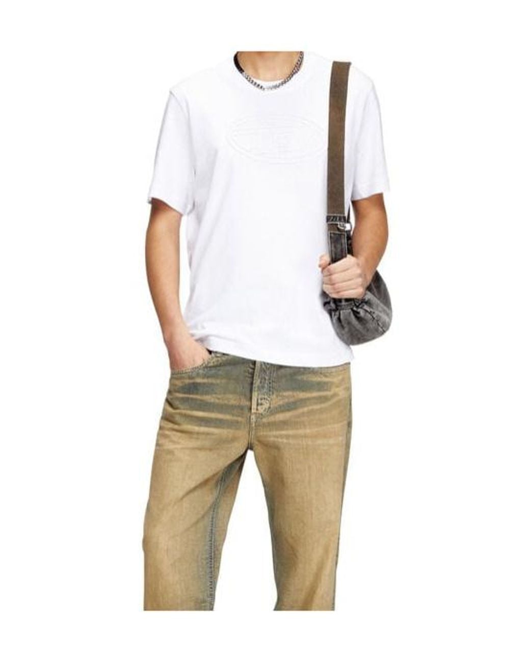 DIESEL White T-Adjust-Bigoval Embossed Oval D T-Shirt for men