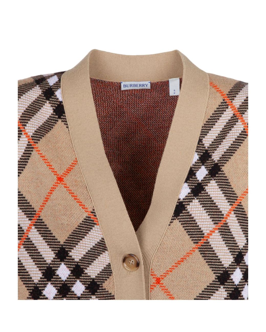Burberry Brown Checked V-Neck Buttoned Cardigan