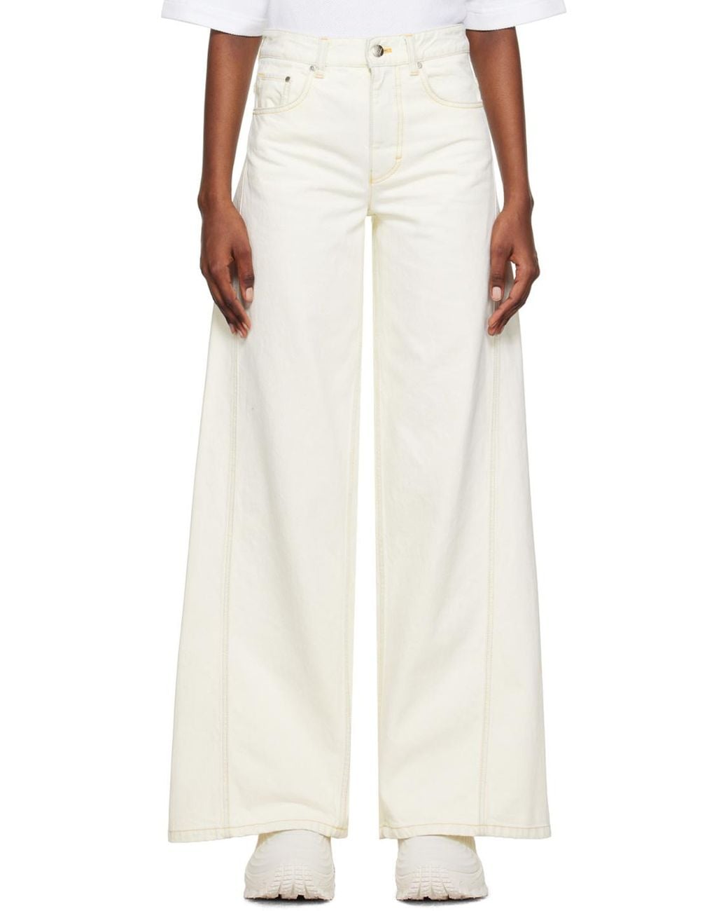 Moncler White Bleached Denim Jeans