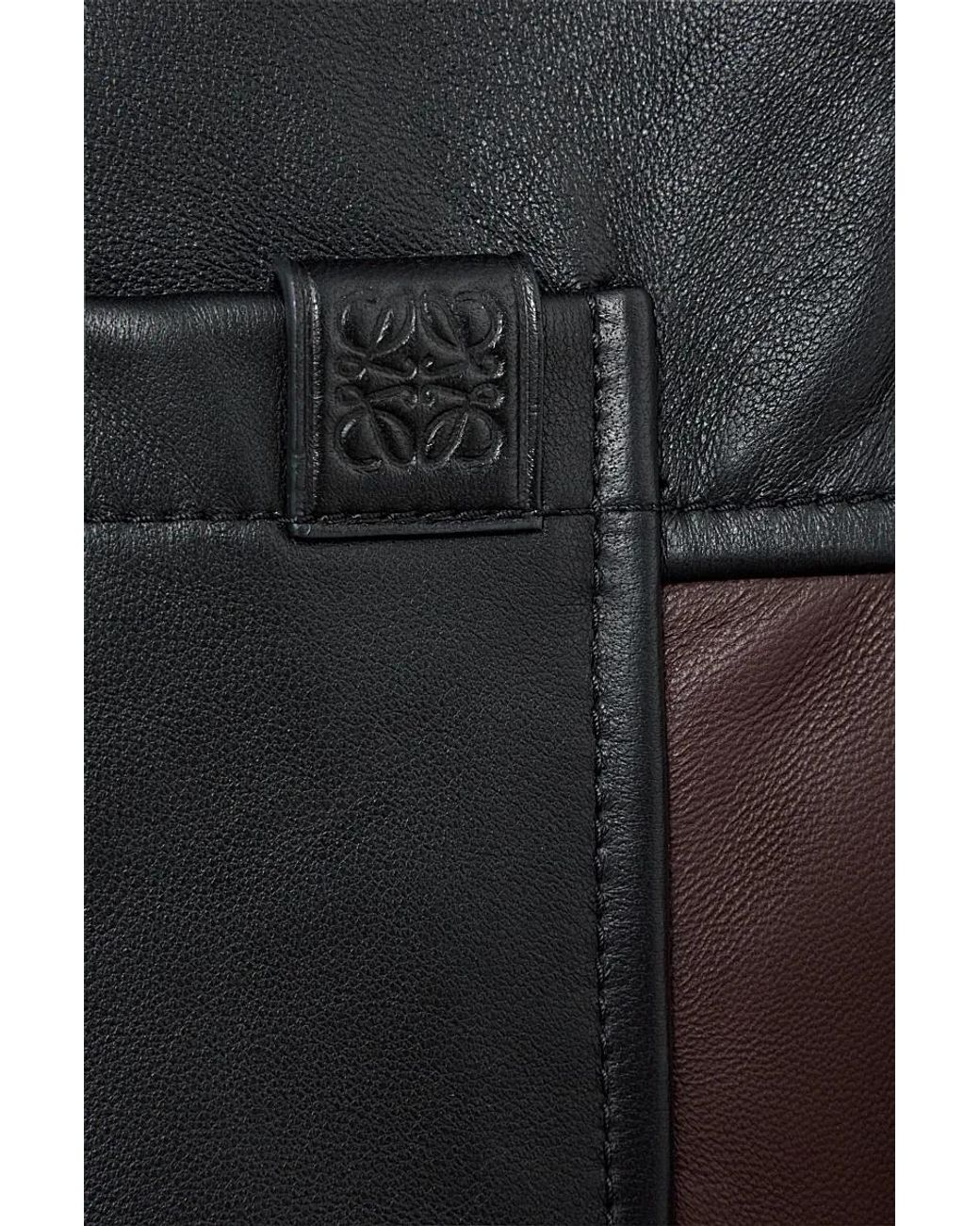 Loewe Black Burgundy Leather Overshirt for men