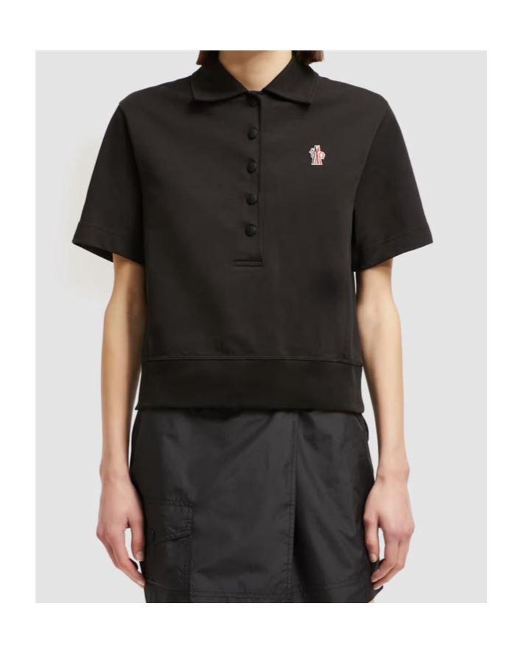 Moncler Black Grenoble Logo Patch Polo Shirt