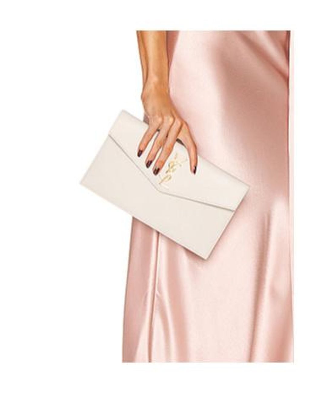 Saint Laurent Natural Uptown Logo Plaque Clutch Bag