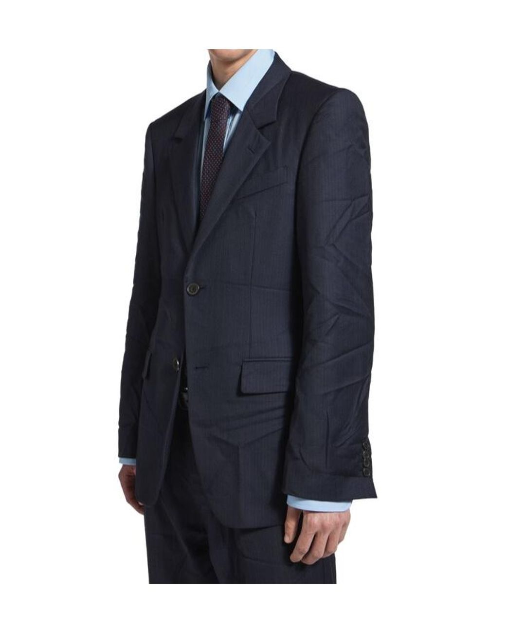 Balenciaga Blue Striped Button-Up Blazer for men