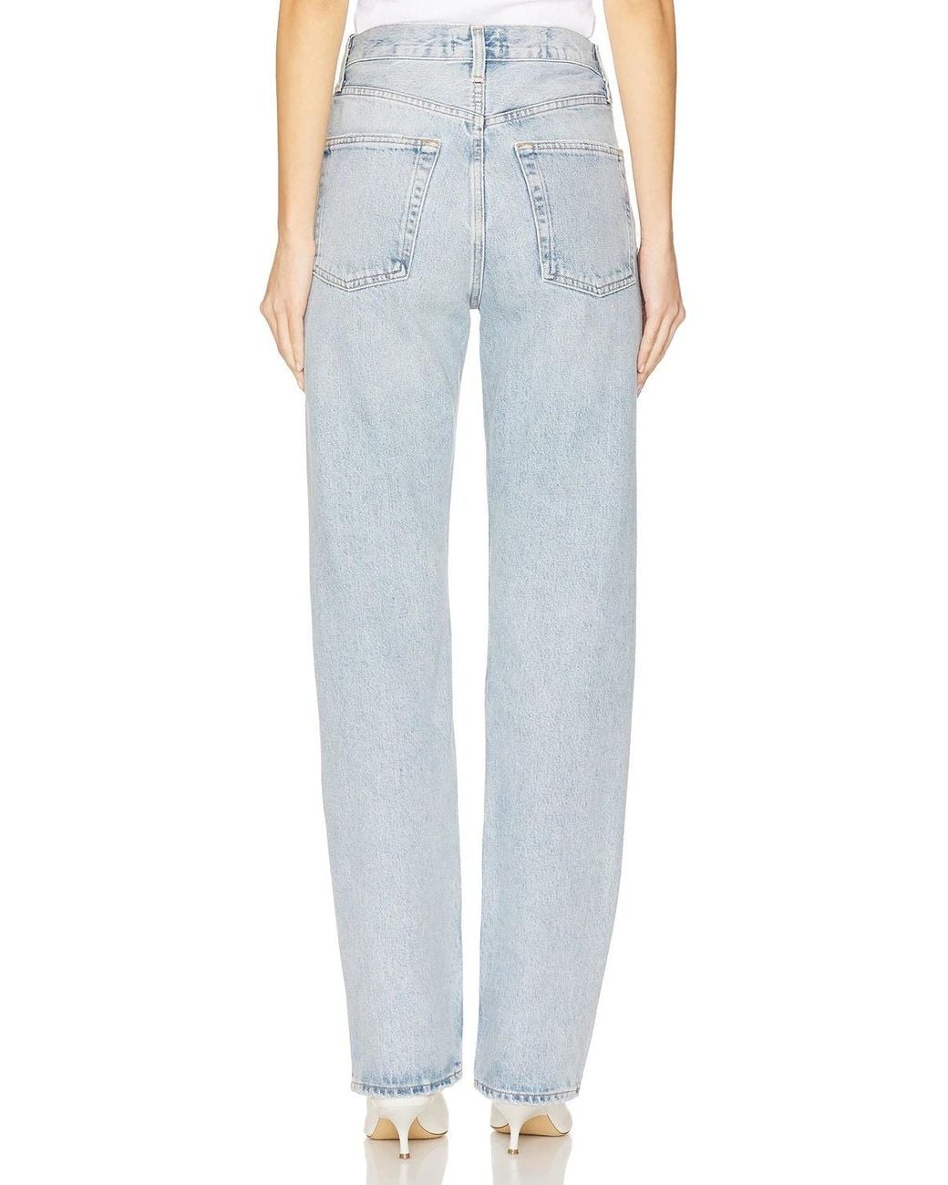 Agolde Blue Denim Trousers With Belt Loops