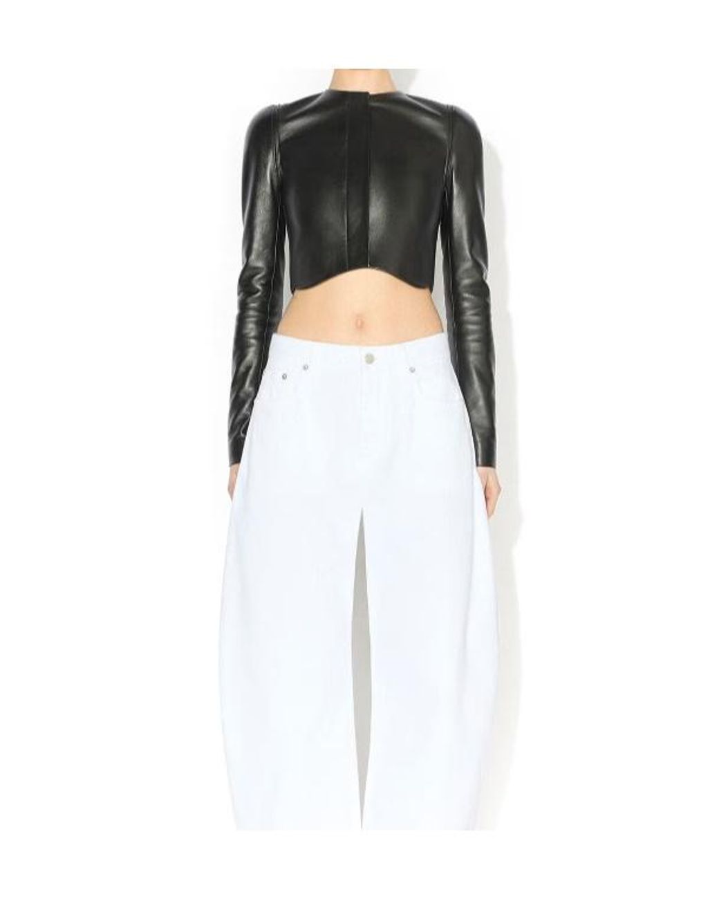 Alaïa Black Alaïa Cropped Leather Jacket