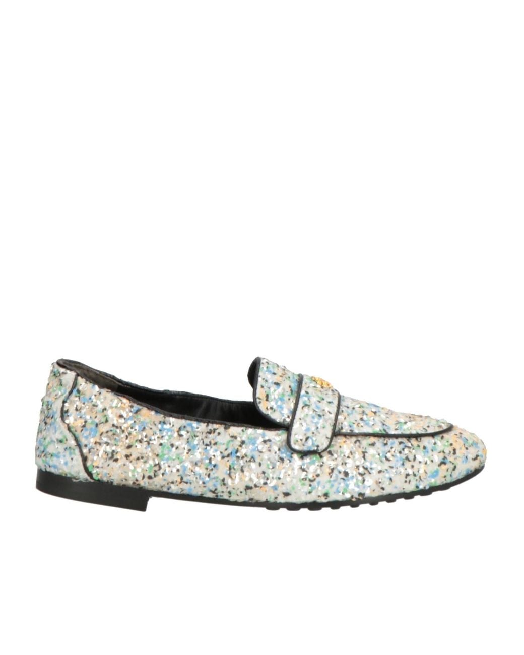 Tory Burch White Sequin Colorful Tassel Loafers