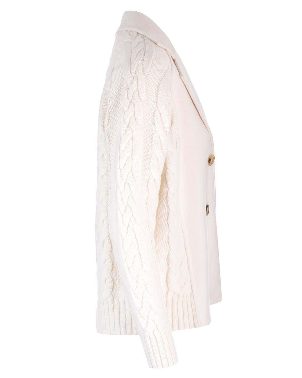 Max Mara White Micio Double-Breasted Cable-Knit Cardigan