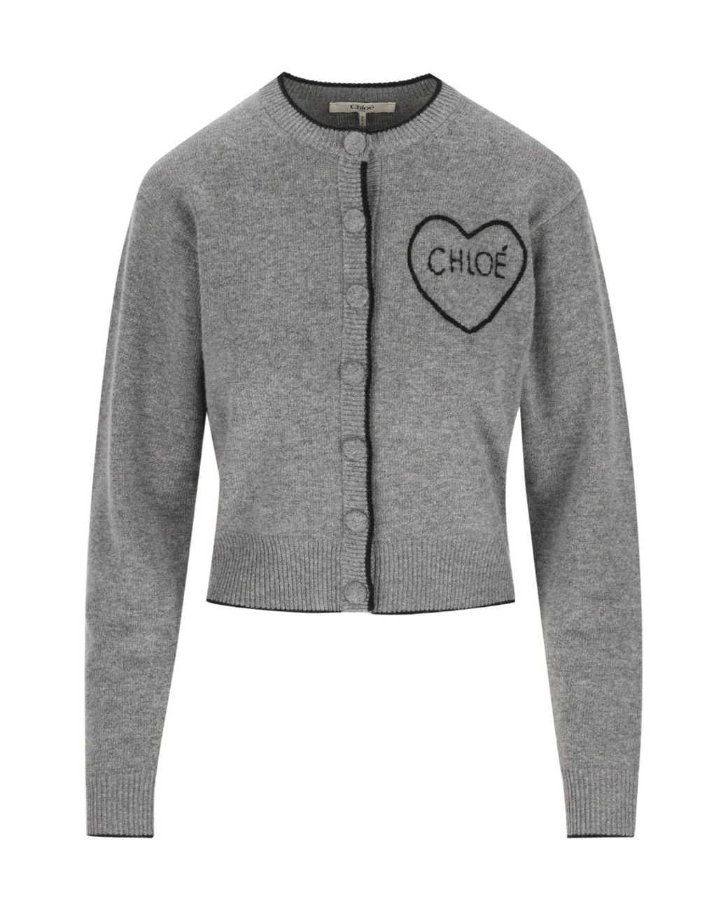 Chloé Gray Chloé Heart Logo Cropped Cardigan