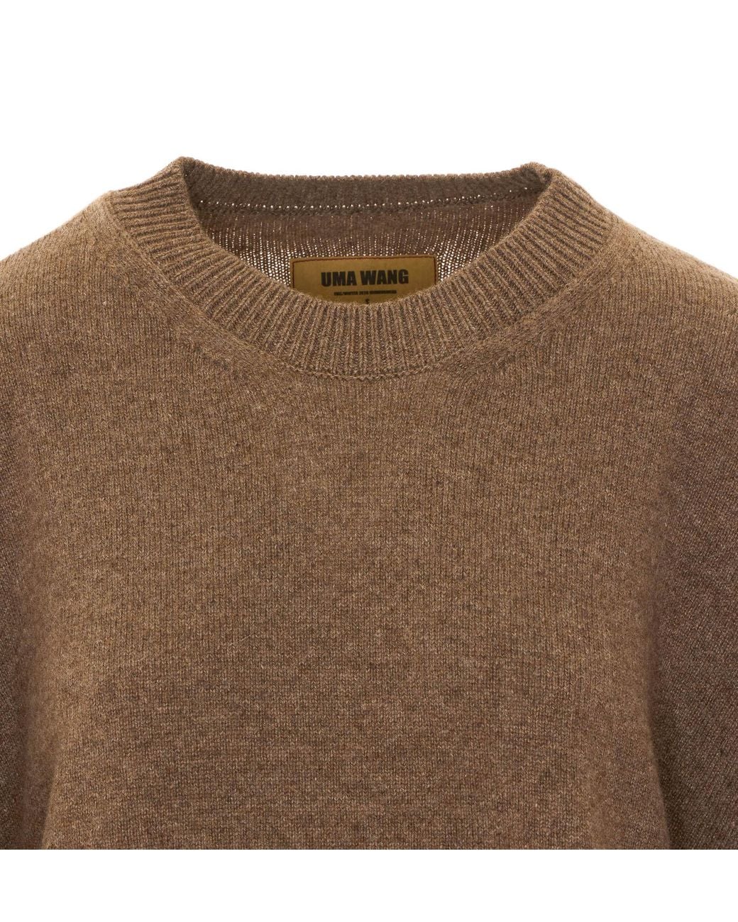 Uma Wang Brown Crew Neck Ribbed Sweater