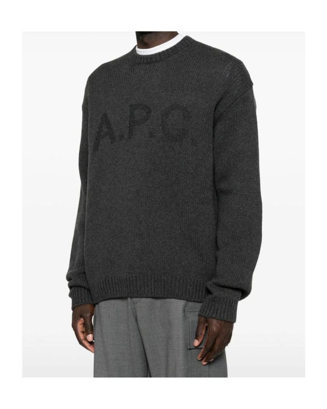A.P.C. Black Logo-Intarsia Crew-Neck Sweater for men