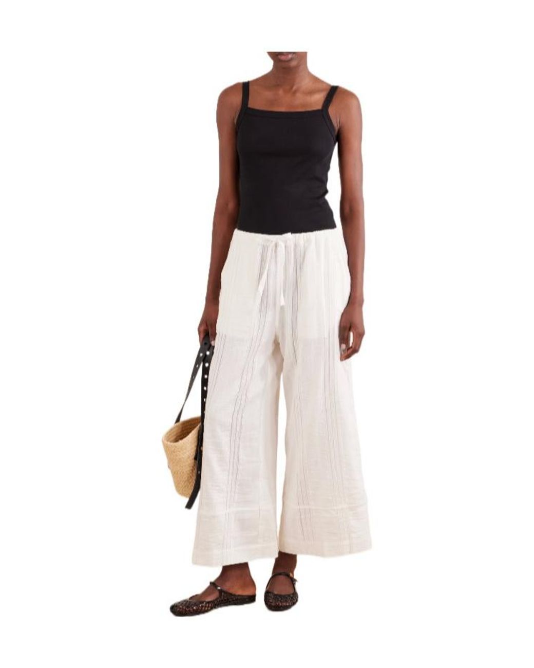 Lemlem White Loosefit Cotton Trousers