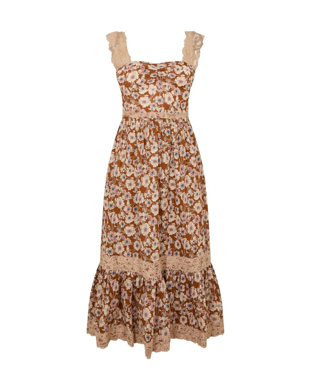 Gucci Natural Vintage Floralprint Midi Slip Dress