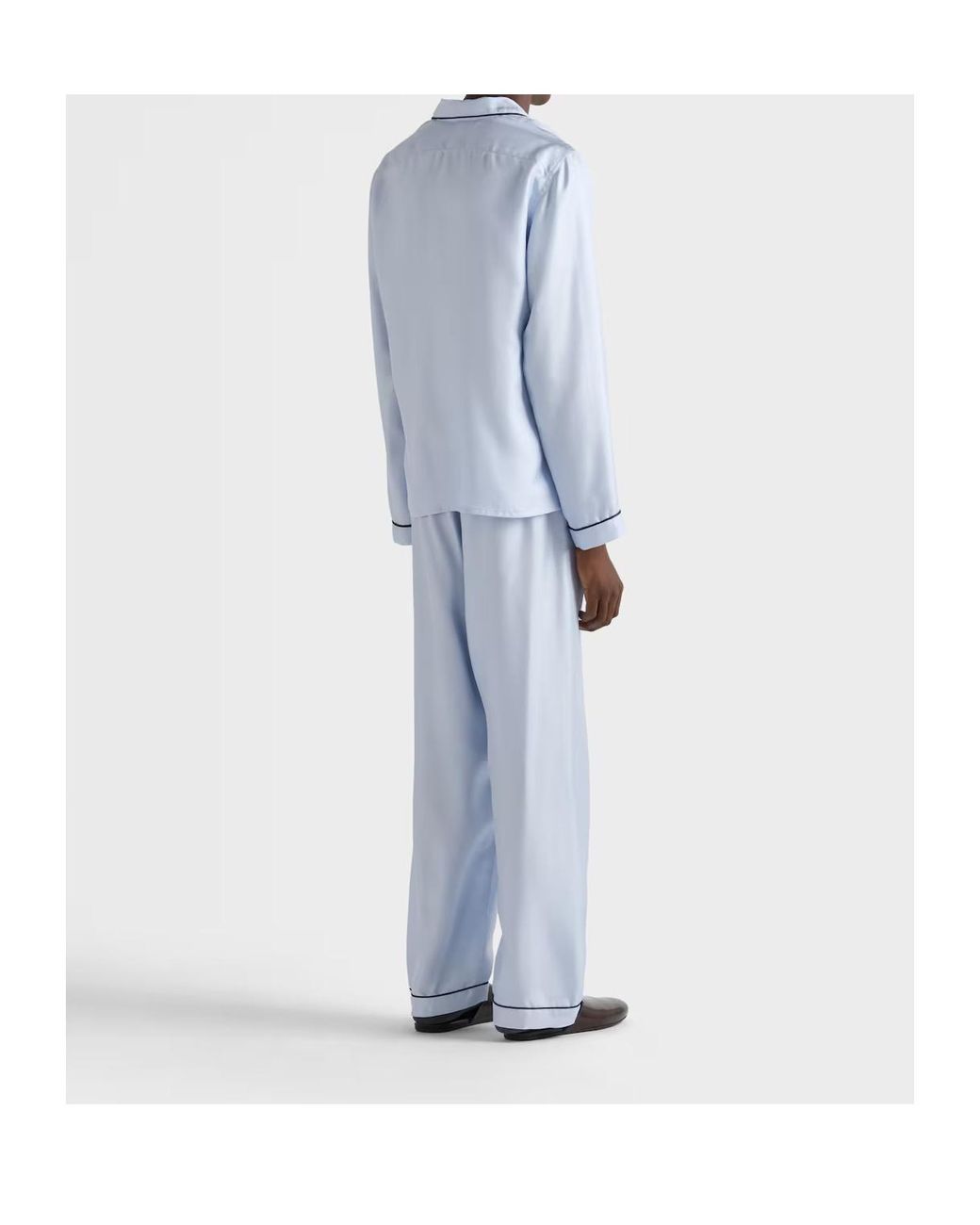 Prada Blue Silk Twill Pajamas for men