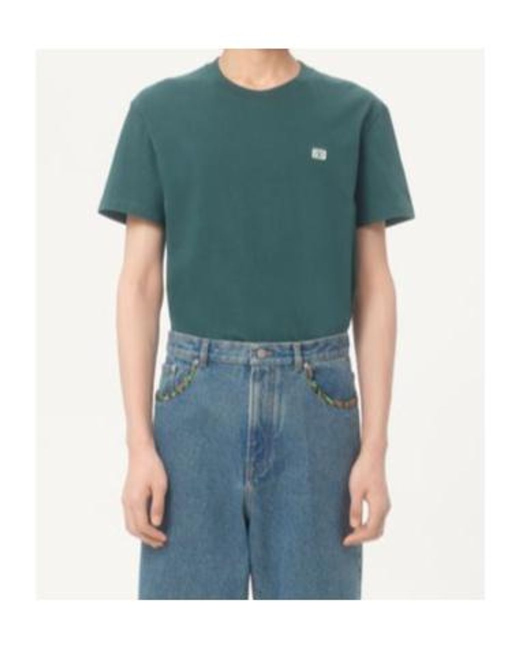 Valentino Green Vlogo Embroidered Crewneck T-Shirt for men