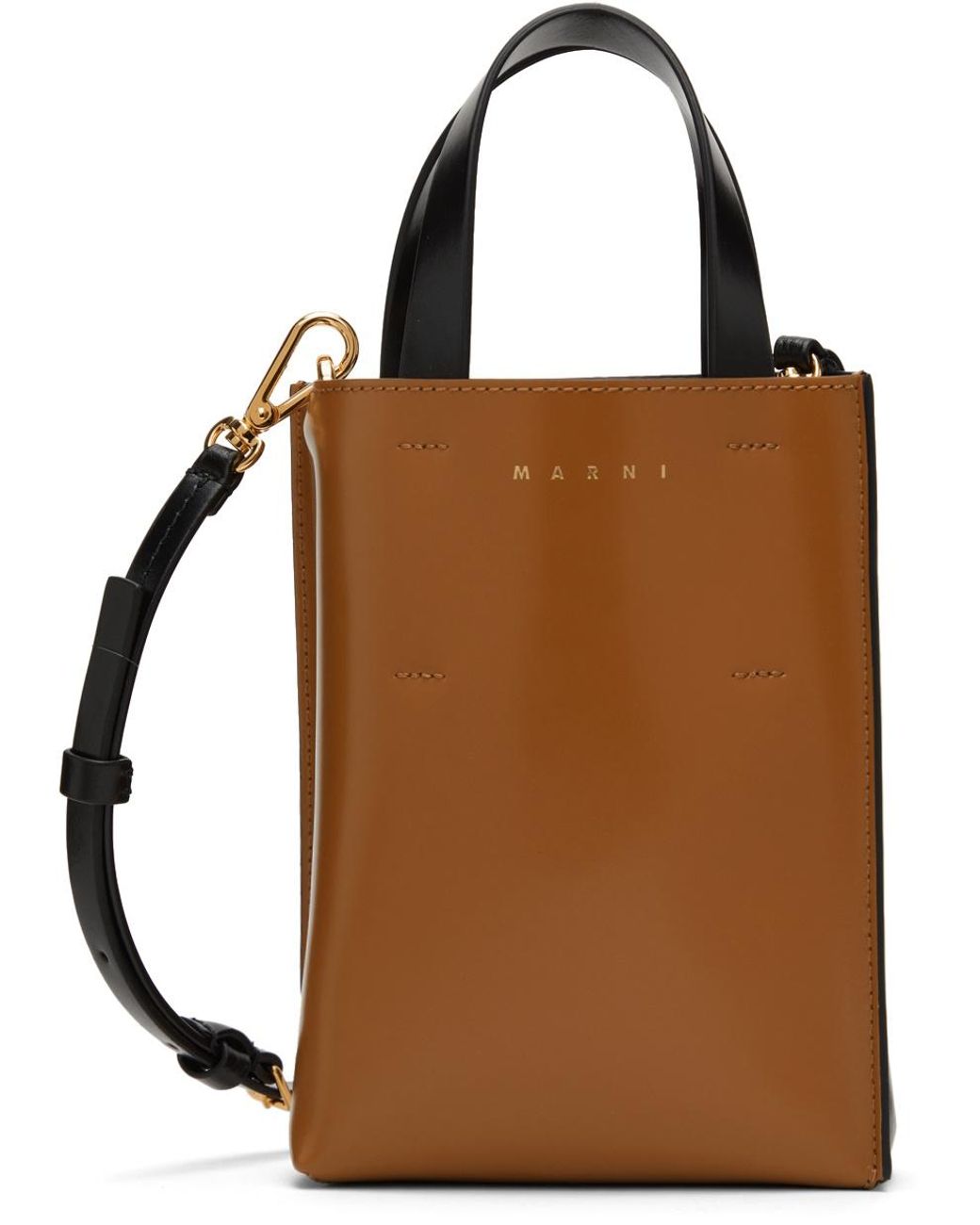Marni Metallic Museo Logo Printed Nano Top Handle Bag for men