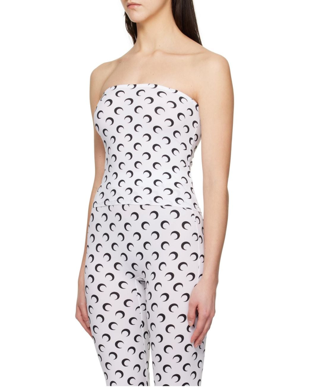 MARINE SERRE White All-Over Moon Printed Bandeau Top