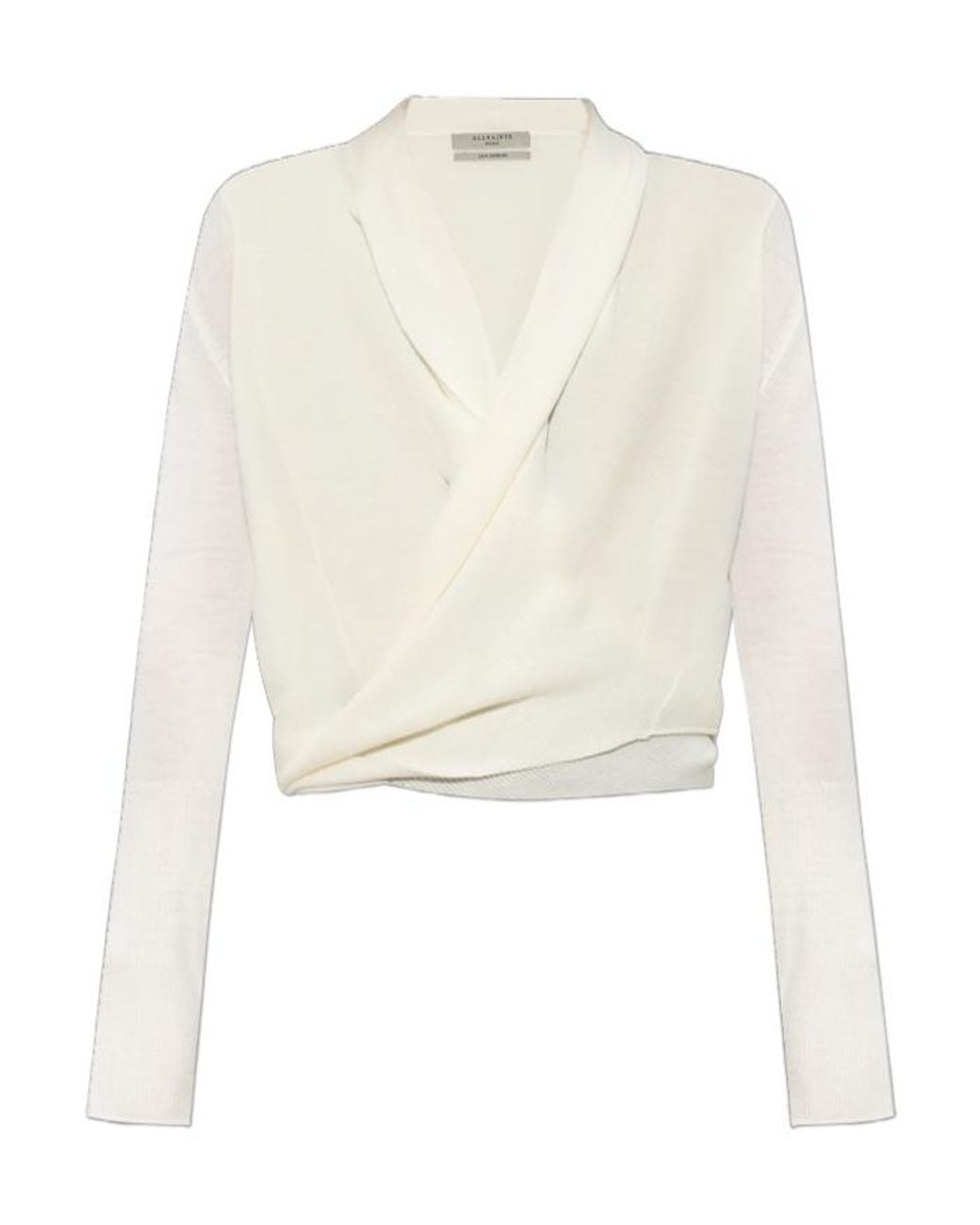 AllSaints White Draped Knit Top
