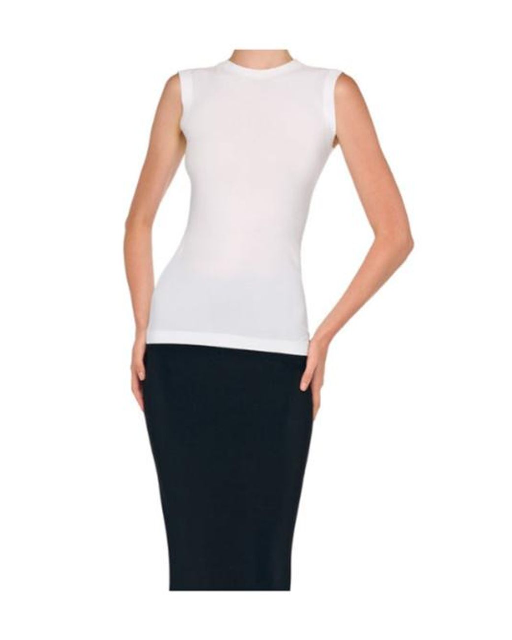 Norma Kamali White Sleeveless Round-Neck Top