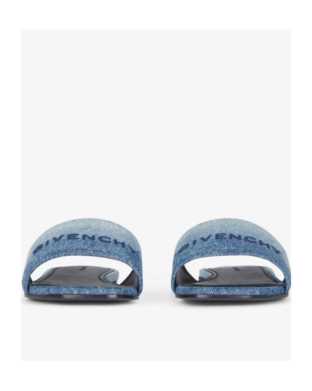 Givenchy Blue Logo Detailed Denim Flat Mules