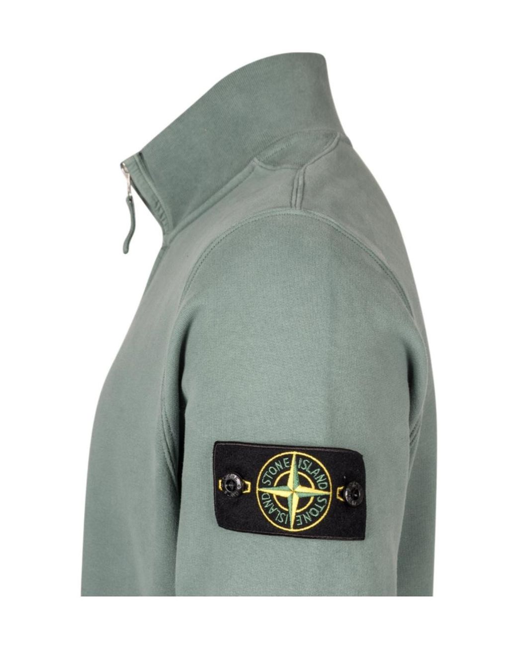 Stone Island Green Stand Collar Zip Sweatshirt for men