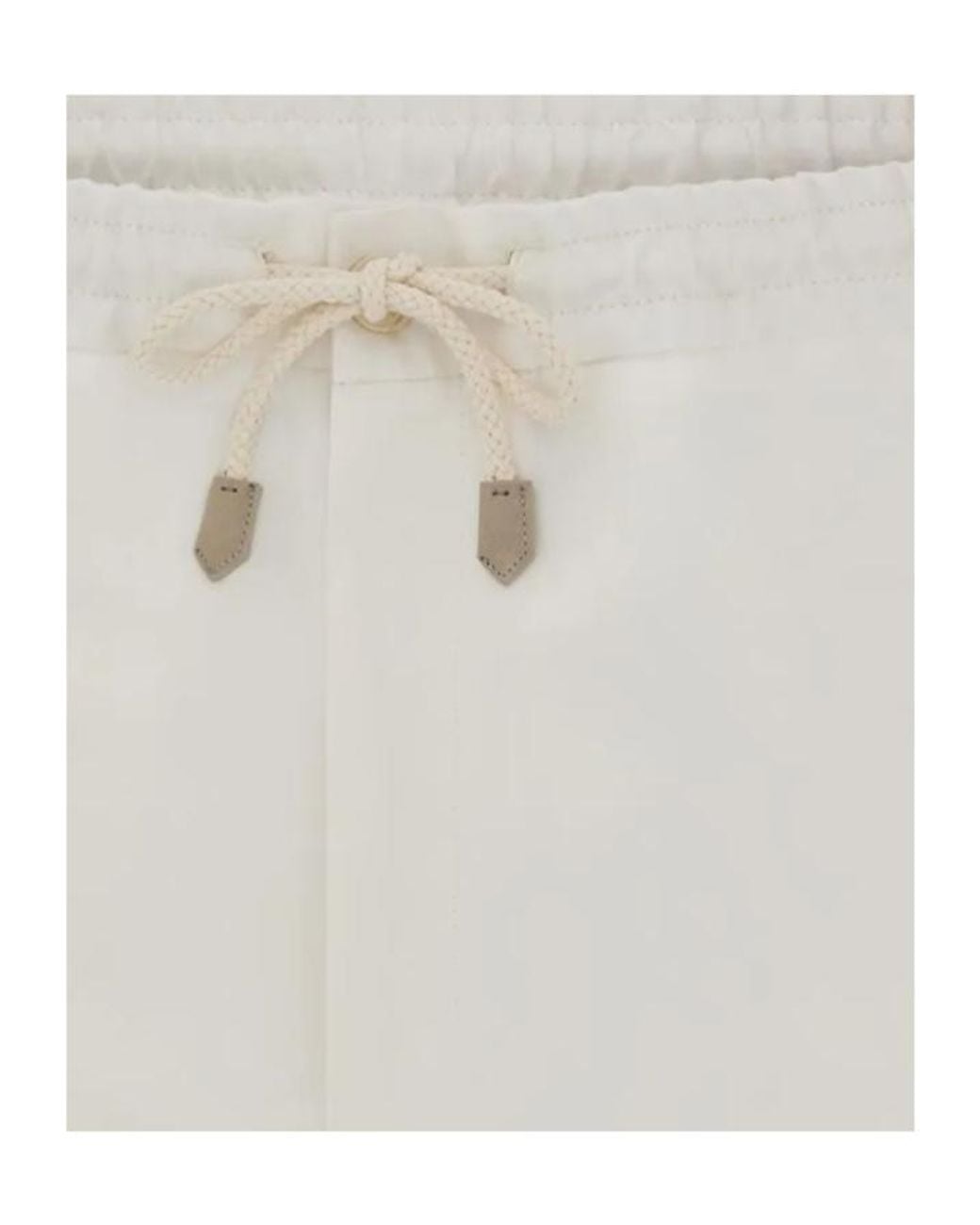 Canali White Drawstring Linen Knee-Length Shorts for men