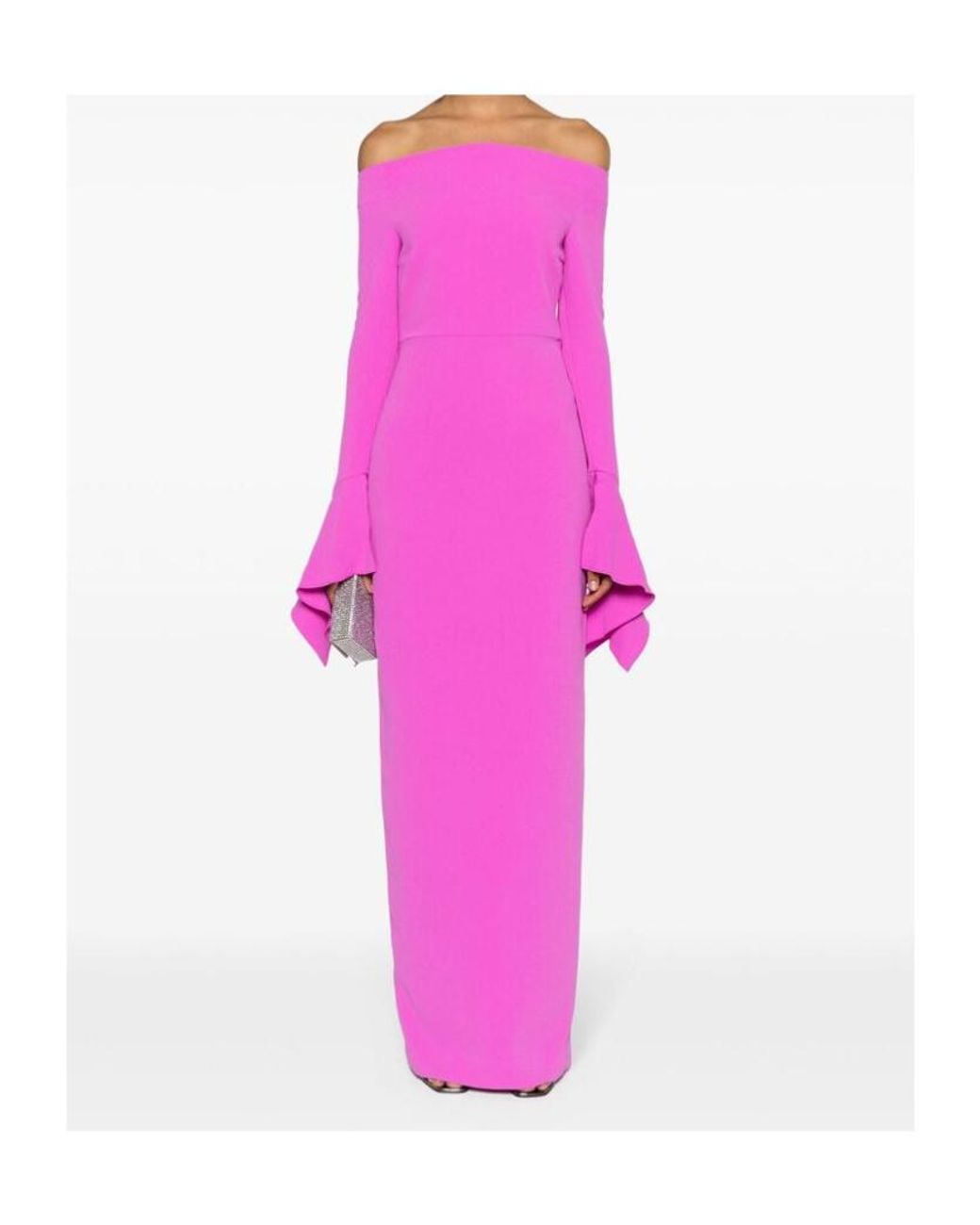 Solace London Pink Amalie Off-Shoulder Cady Maxi Dress