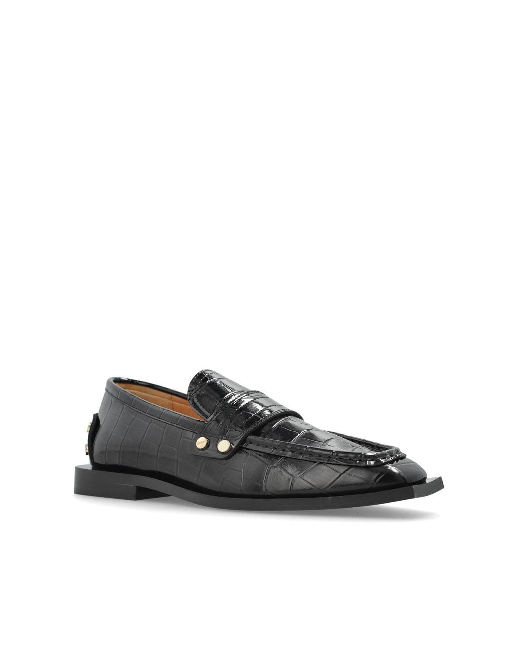Ganni Black Studs Square-Toe Loafers