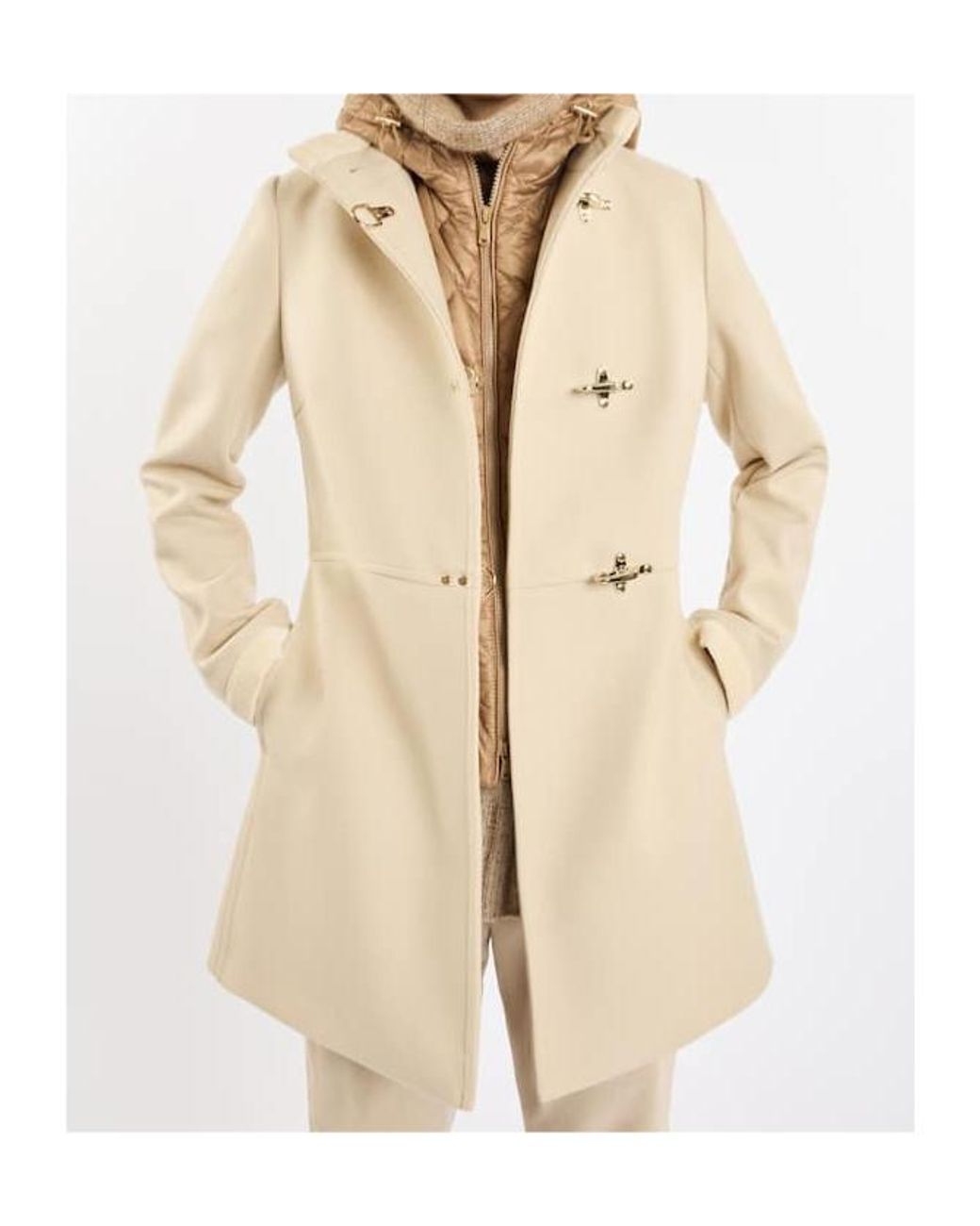 Fay Natural Virginia Polo Neck Coat