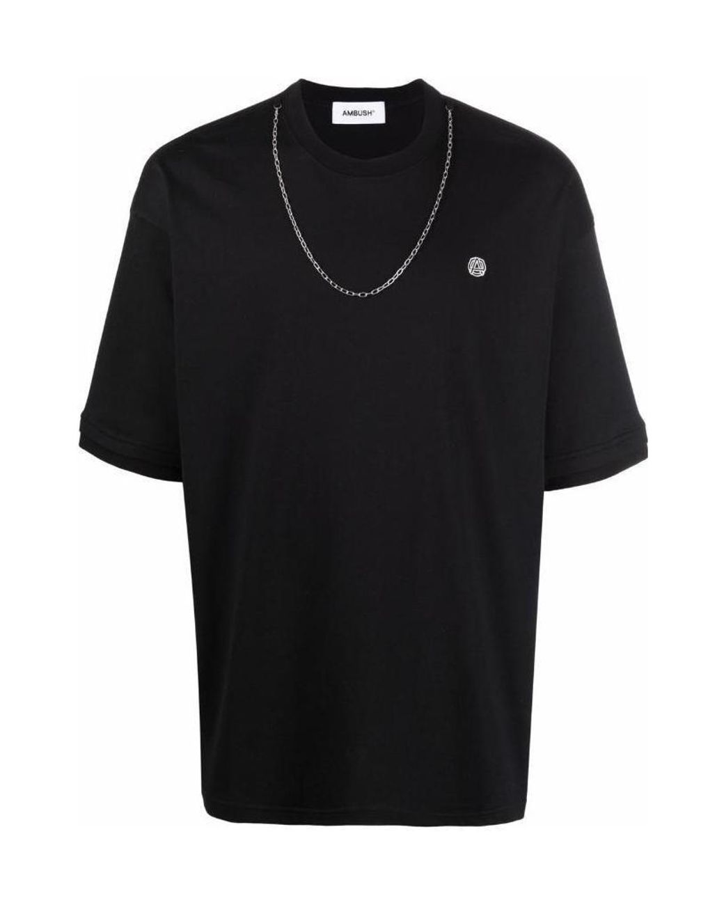 Ambush Black Chain Collar Detailed Crewneck T-Shirt for men
