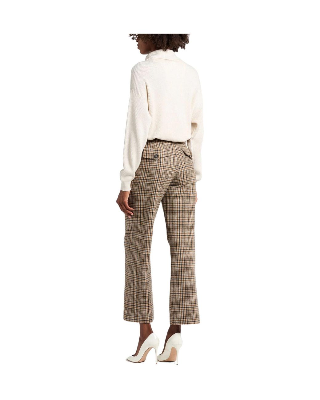 Brunello Cucinelli Natural Plaid Straight-Leg Pants