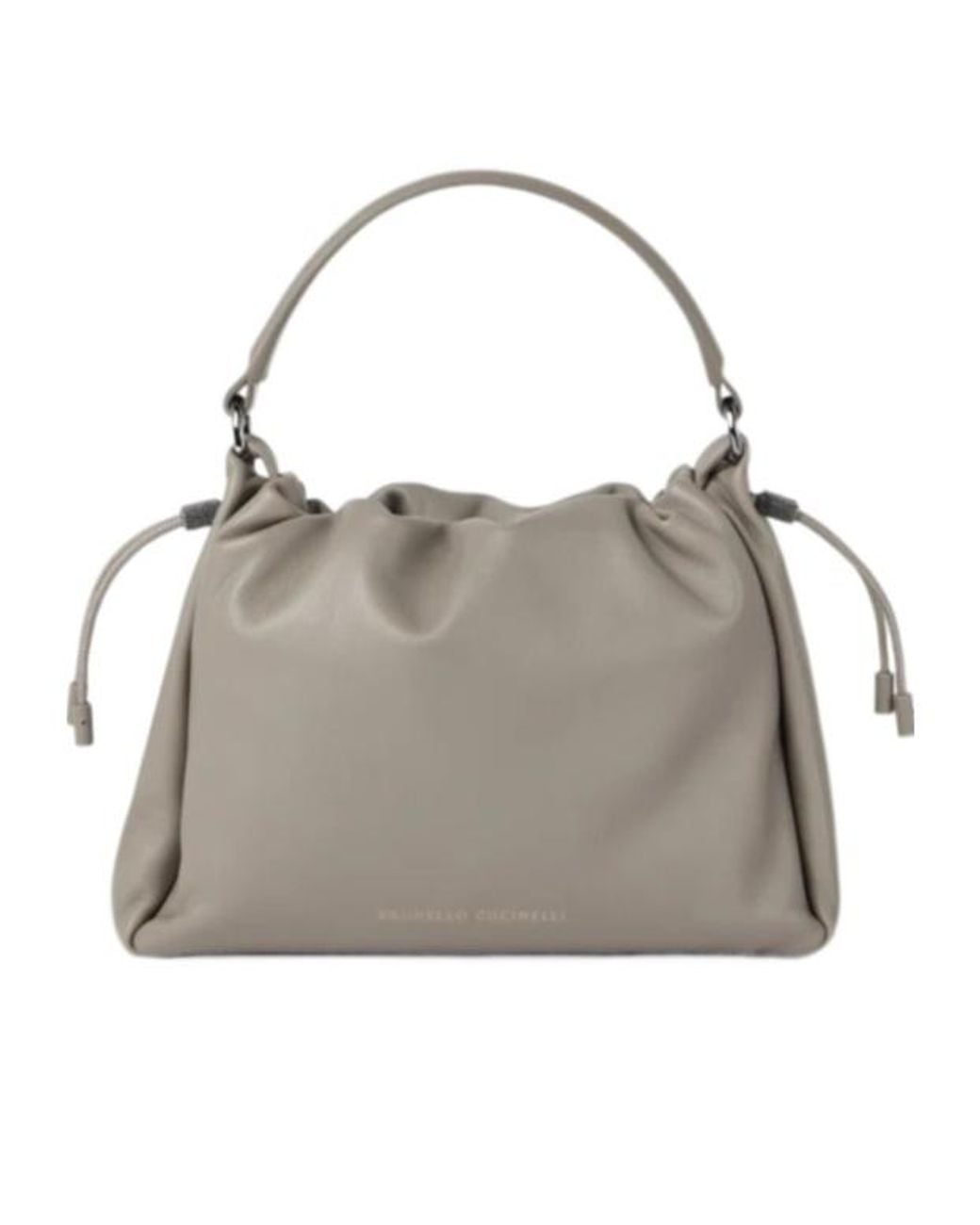 Brunello Cucinelli Gray Embellished Soft Pouch Bag