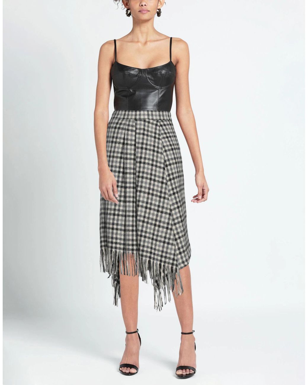 Brunello Cucinelli White Lead Midi Skirt Virgin Wool