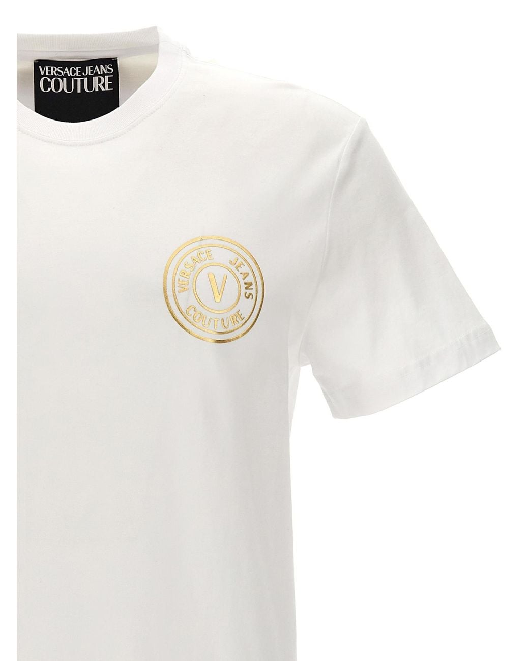 Versace Jeans White Couture Logo-Printed Crewneck T-Shirt for men