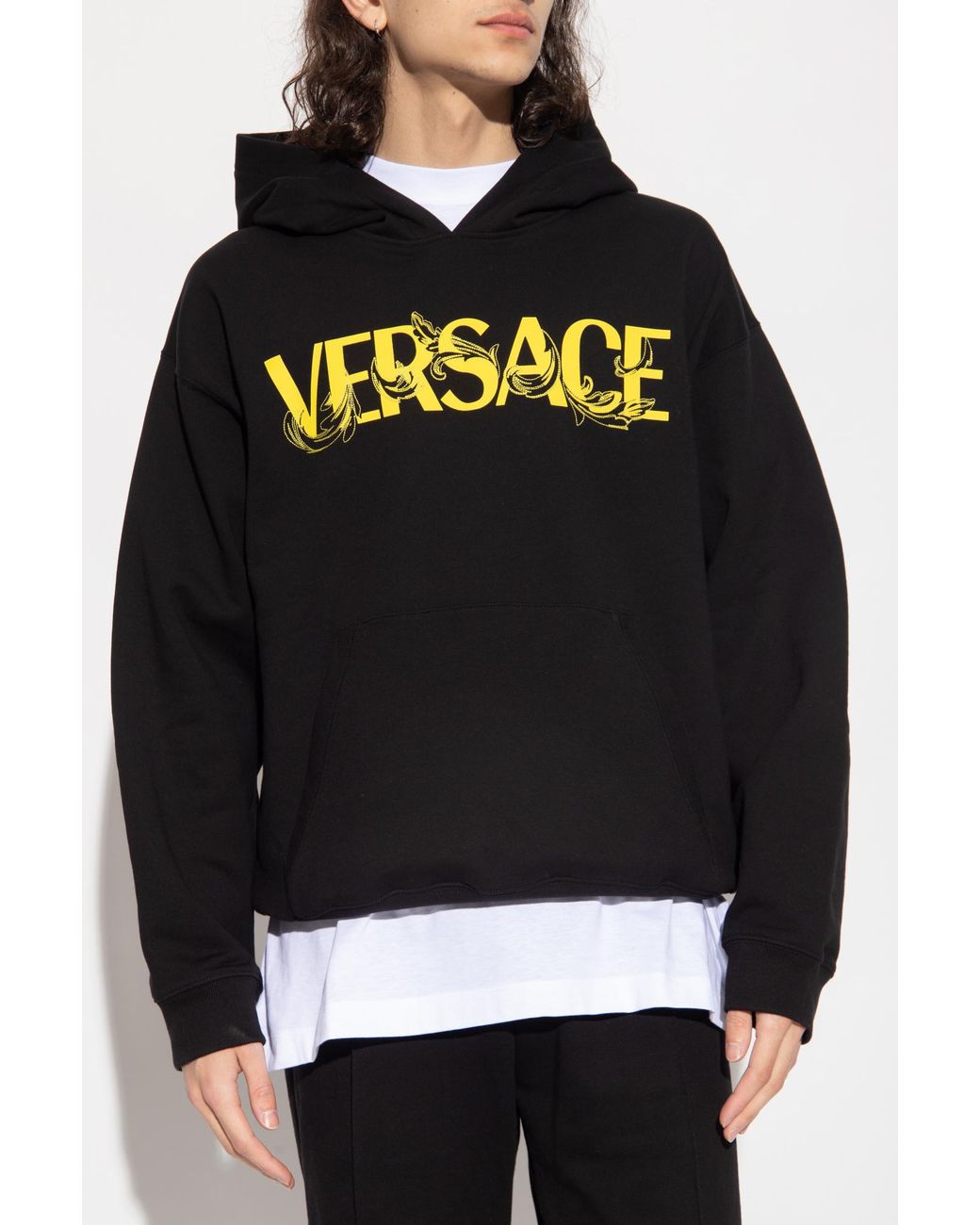 Versace Black Logo-Printed Hoodie for men