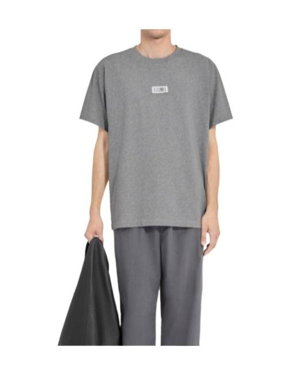 MM6 by Maison Margiela Gray Logo Patch T-Shirt for men
