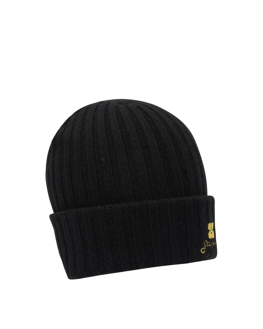 Ganni Black Wool Blend Beanie