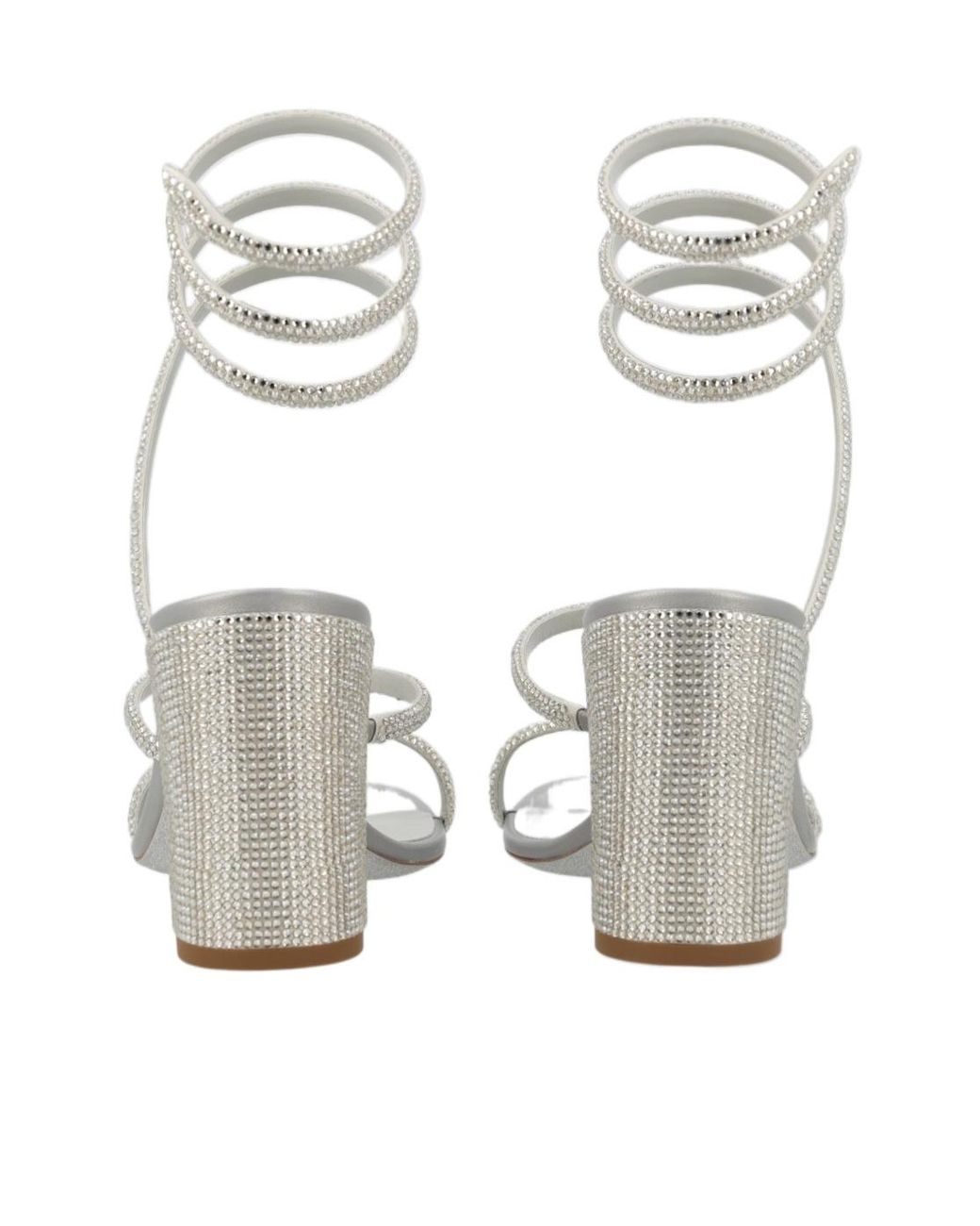 Rene Caovilla White Cleo Crystal-Embellished Sandals