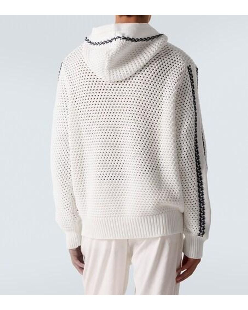 Orlebar Brown White Cotton-Blend Striped Hoodie for men
