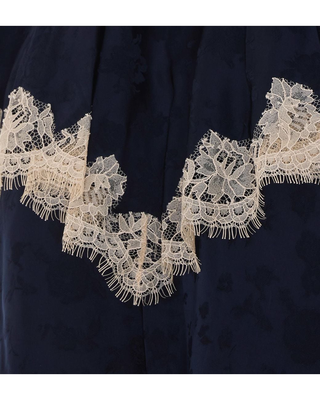 Sea Blue Long-Sleeved Lace Top