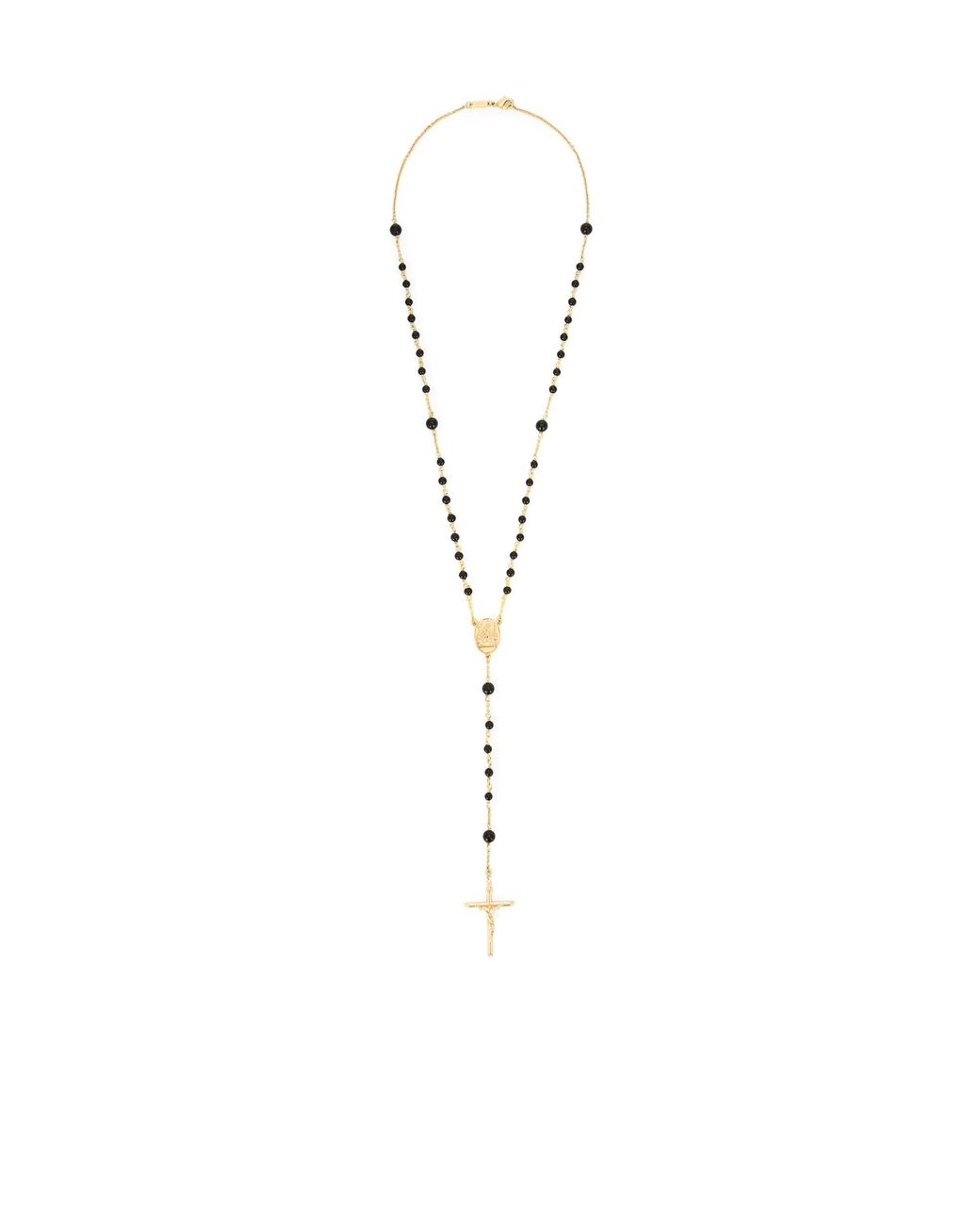 Dolce & Gabbana White Rosary Cross Pendant Embellished Necklace