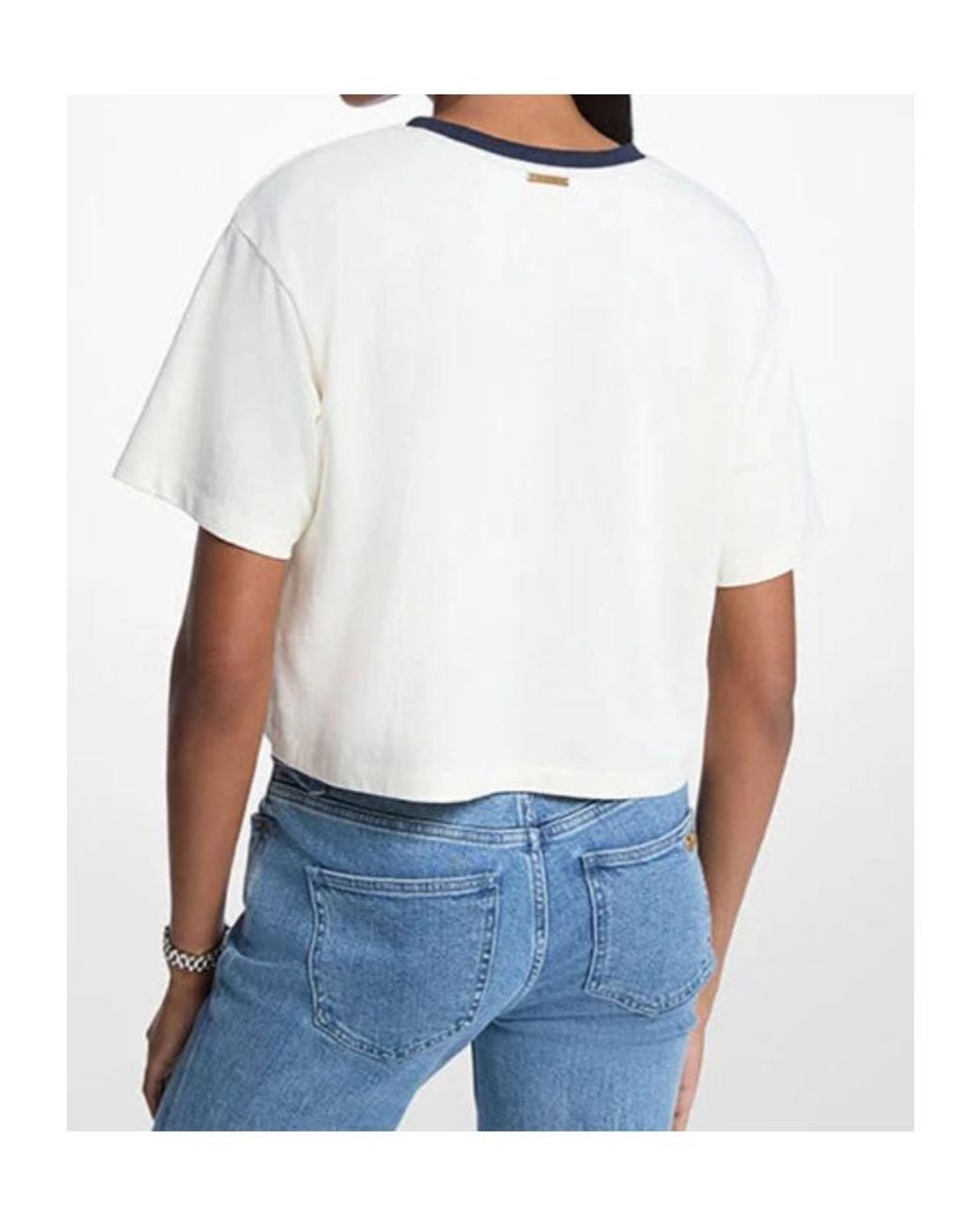 Michael Kors Blue Logo-Embroidered T-Shirt