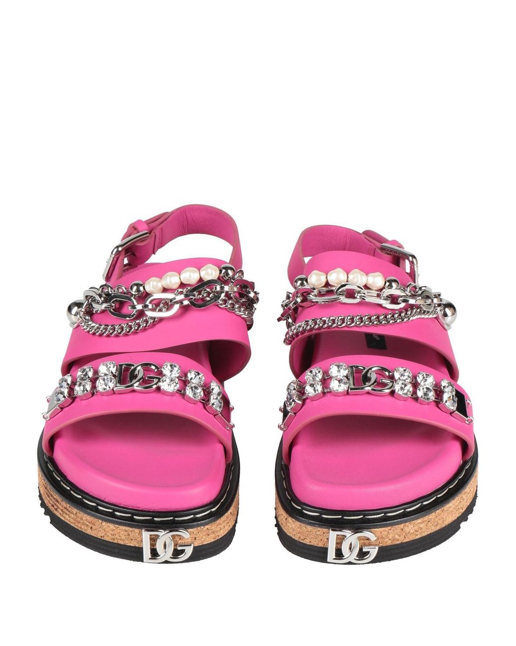 Dolce & Gabbana Pink Minimalist Leather Sandals