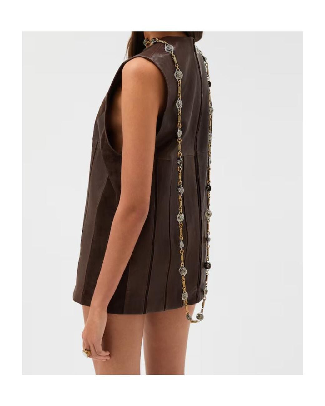 Versace Brown Panelled Sleeveless Mini Dress