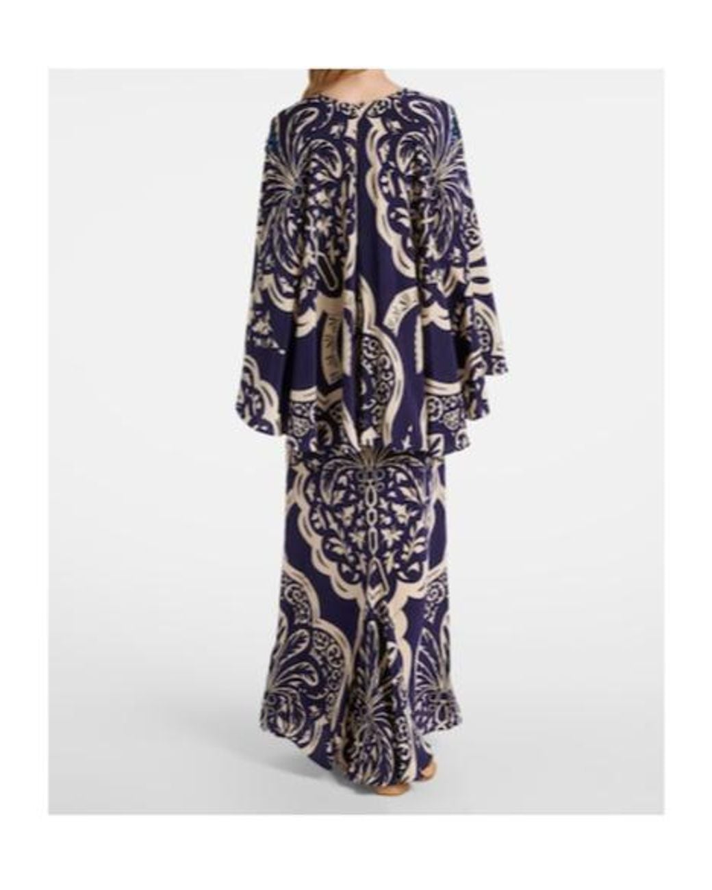 Johanna Ortiz Blue Sequined Printed Silk Maxi Dress