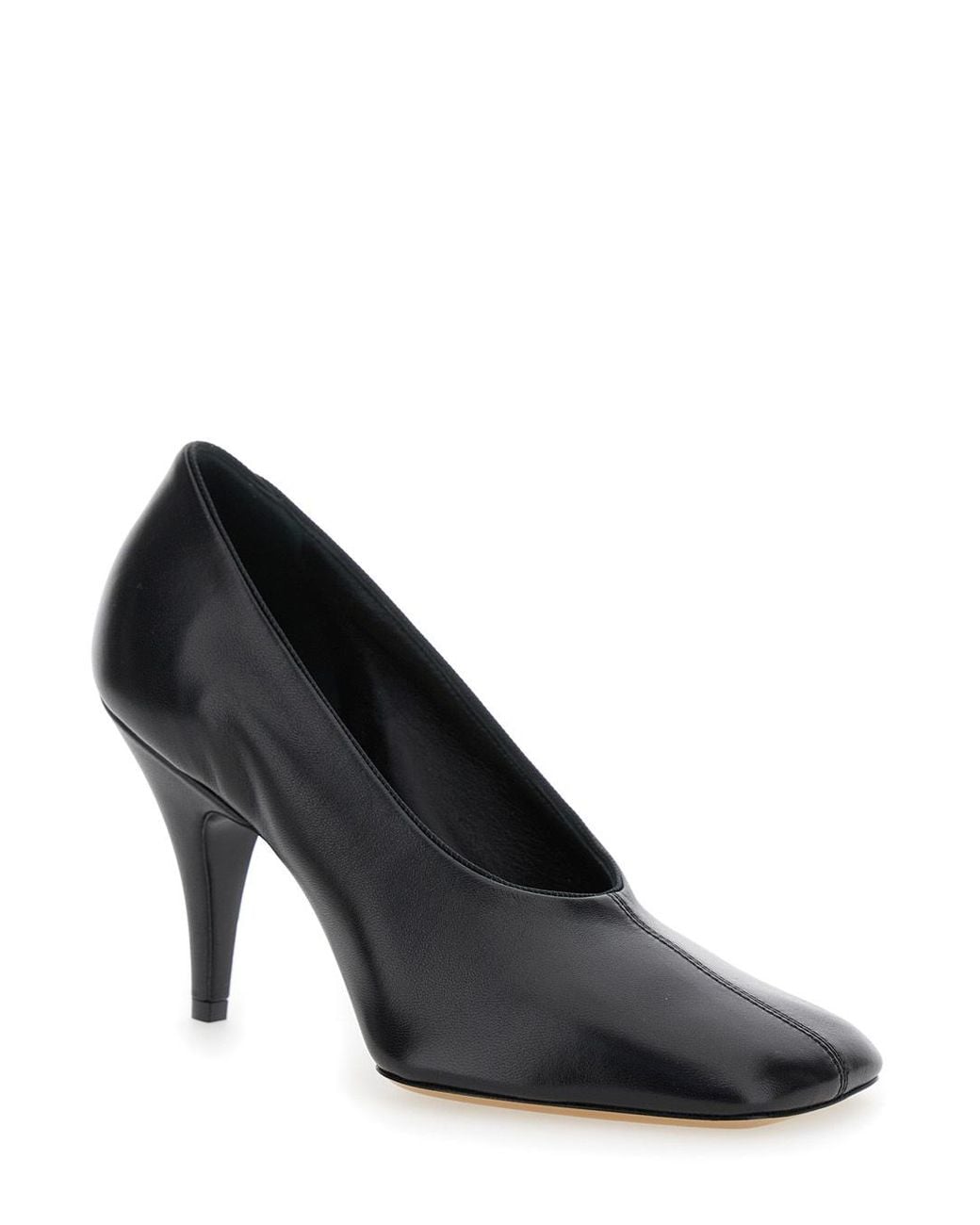 Phoebe Philo Black Square-Toe Leather Pumps