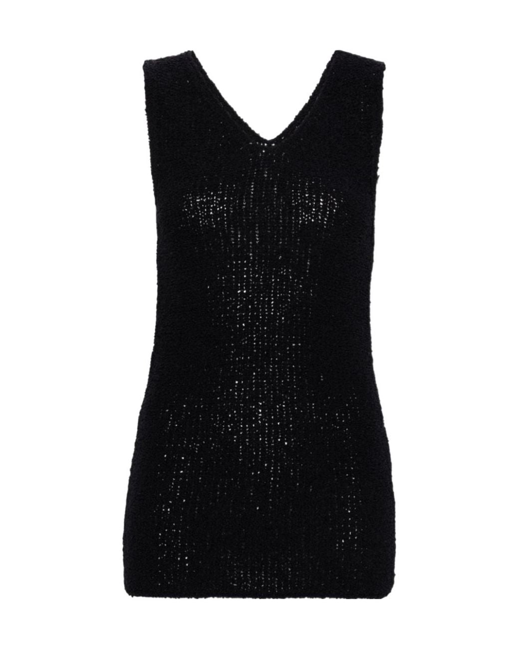 Fabiana Filippi Black V-Collar Imitation Lambskin Vest