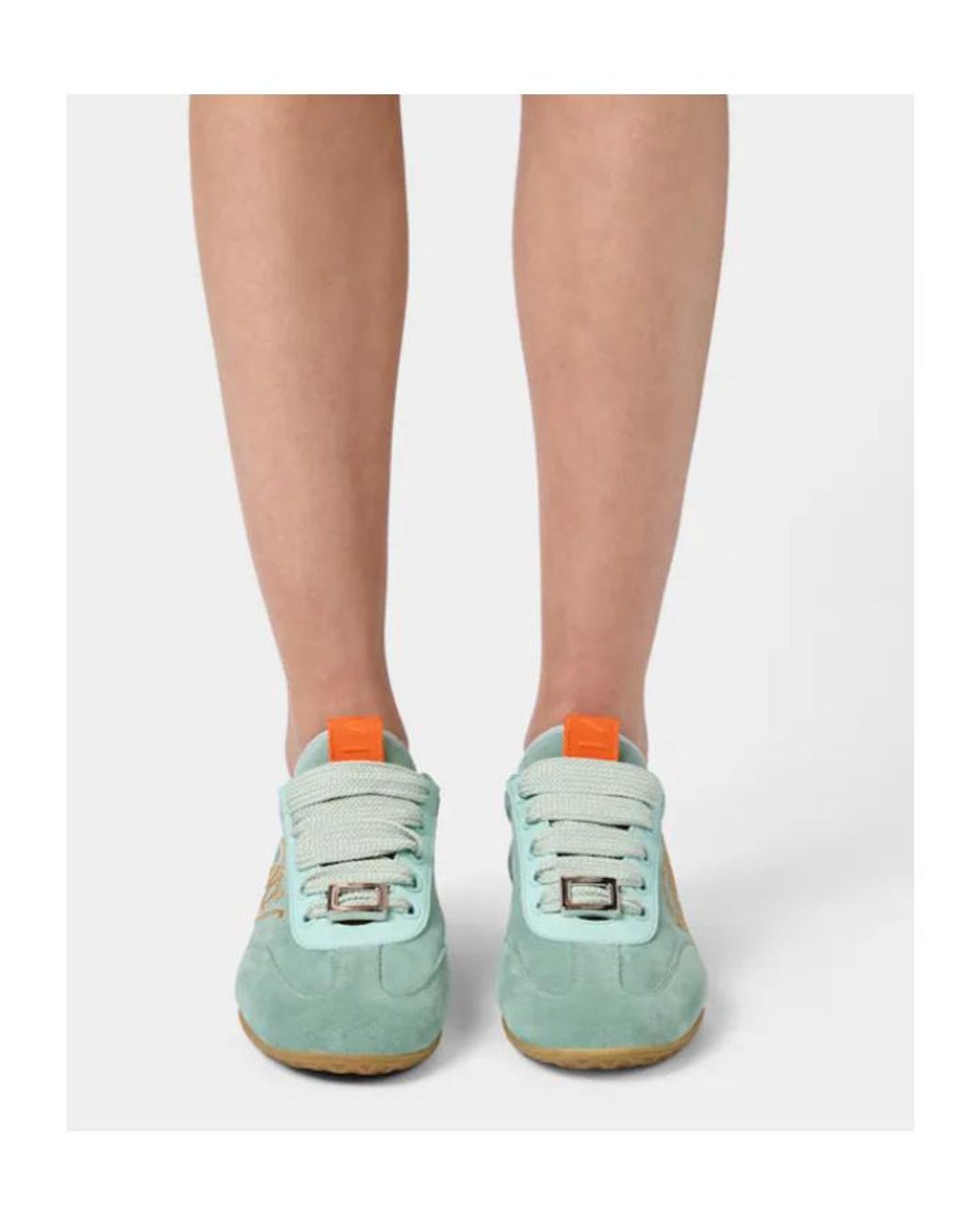 Roger Vivier Blue Logo-Engraved Lace-Up Sneakers